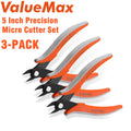 ValueMax Flush Wire Cutter 3PCS 5" Precision Micro Cutter Anti-Slip