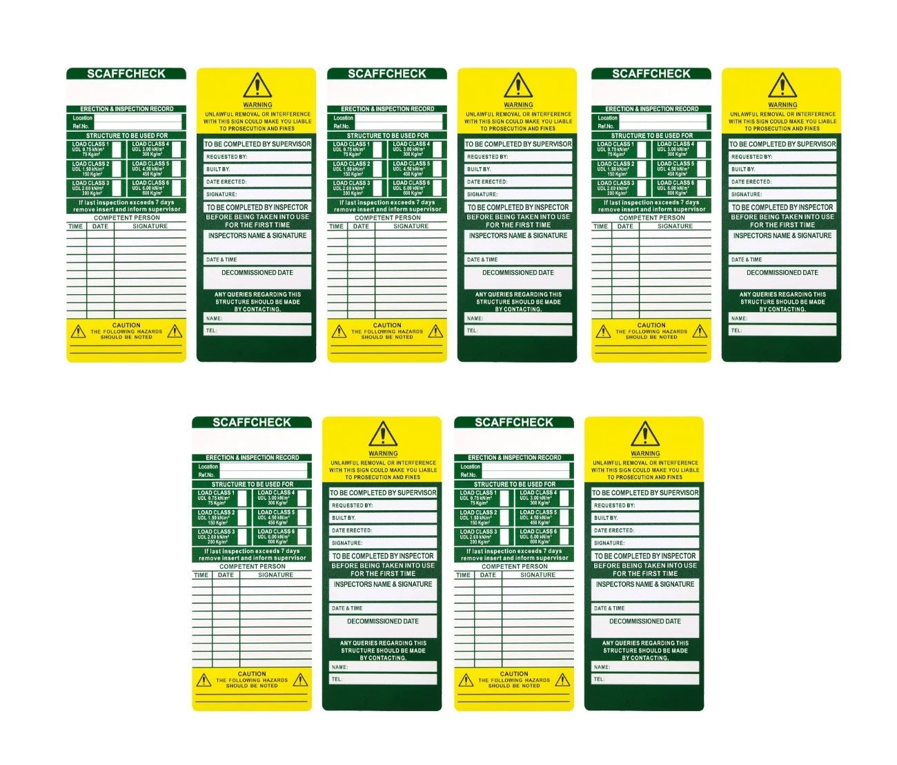 Pack Scafftag Scaffold Scaffolding Safe Tag | Built Supply Co
