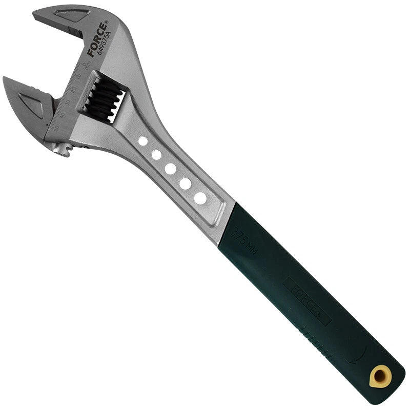 Force 649a Wide Mouth Adjustable Wrench With Soft Grip Handle Gauged