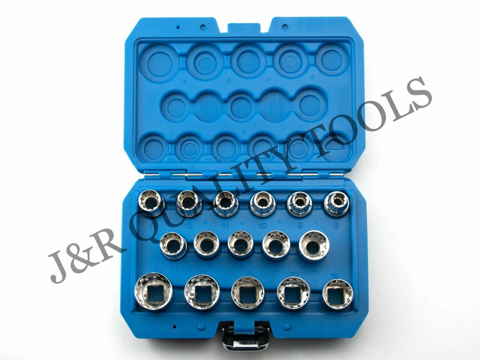 12 PT Point 1/2" Dr Gear Wall Socket Set - 16 Piece