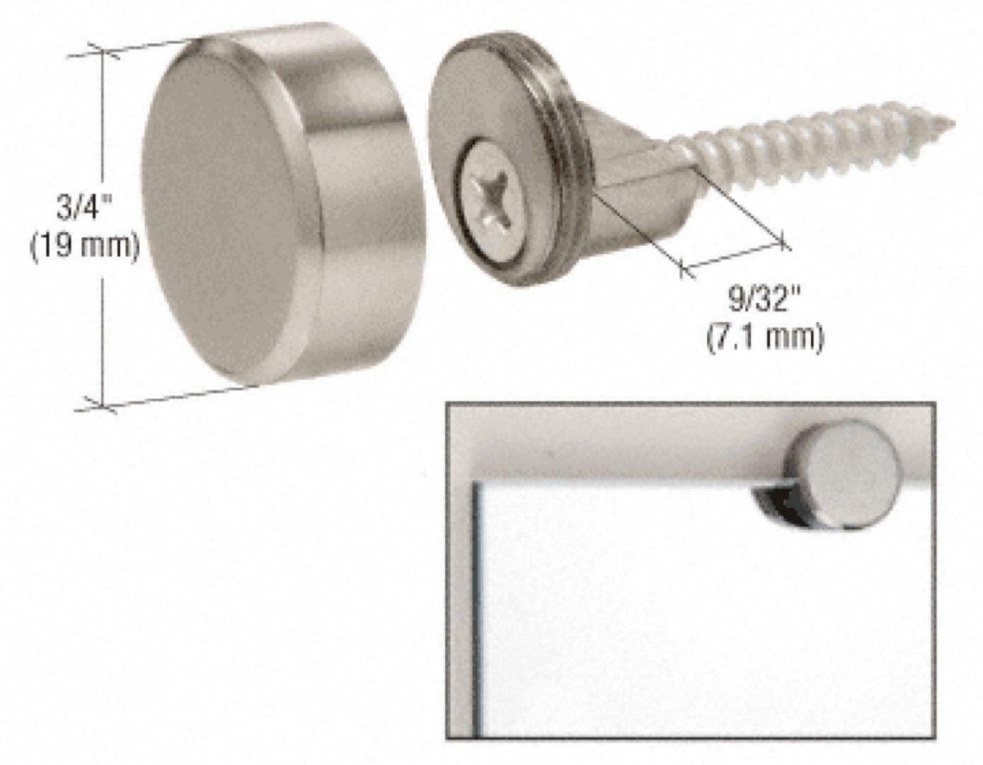 Crl Brushed Nickel Brass Round Mirror Edge Fixings Clips Brackets X 4