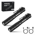 WORKPRO Rechargeable Pen Light Mini Flashlight 2 Pack Ultra-