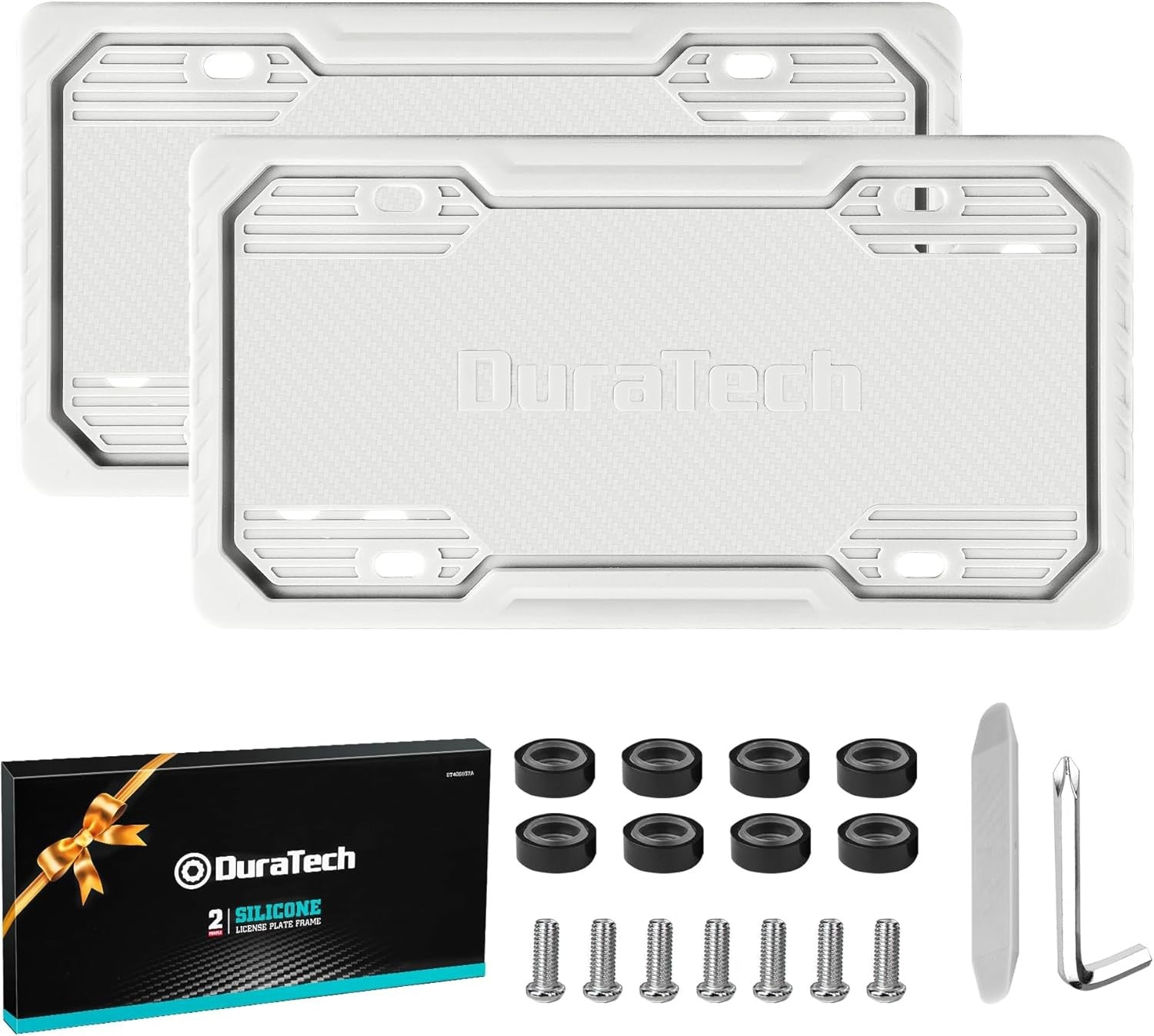 DURATECH 2PC Silicone License Plate Frame Protector Rustproof Plate