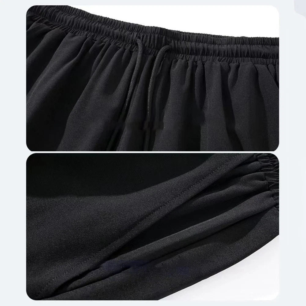 Ice Silk Men's Regular Length Shorts Moderate Elasticity Pure Color