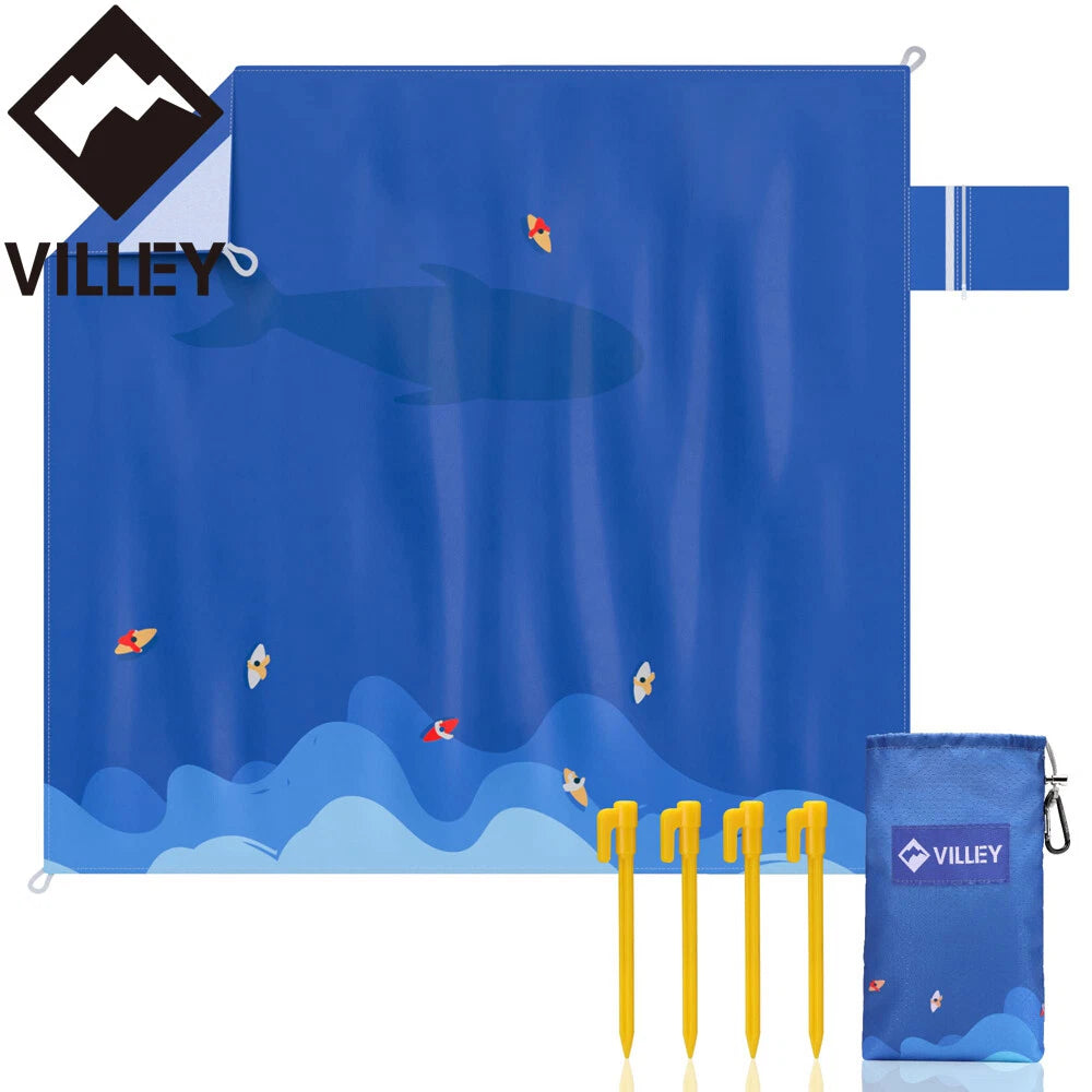 VYLLEY 60"x56" Foldable Beach Blanket Waterproof Sandproof Large Beach Mat w/Bag