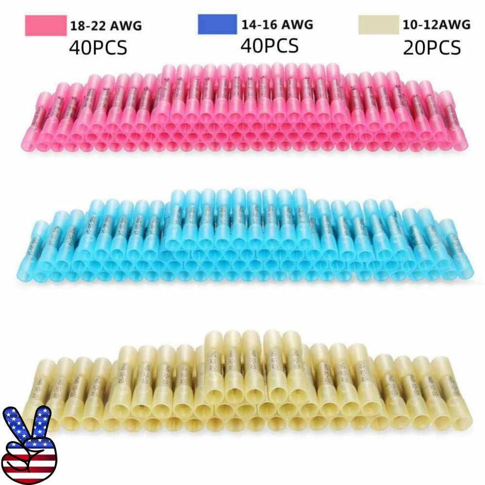 22-10 Awg Heat Shrink Butt Wire Connectors Automotive Crimp Terminals
