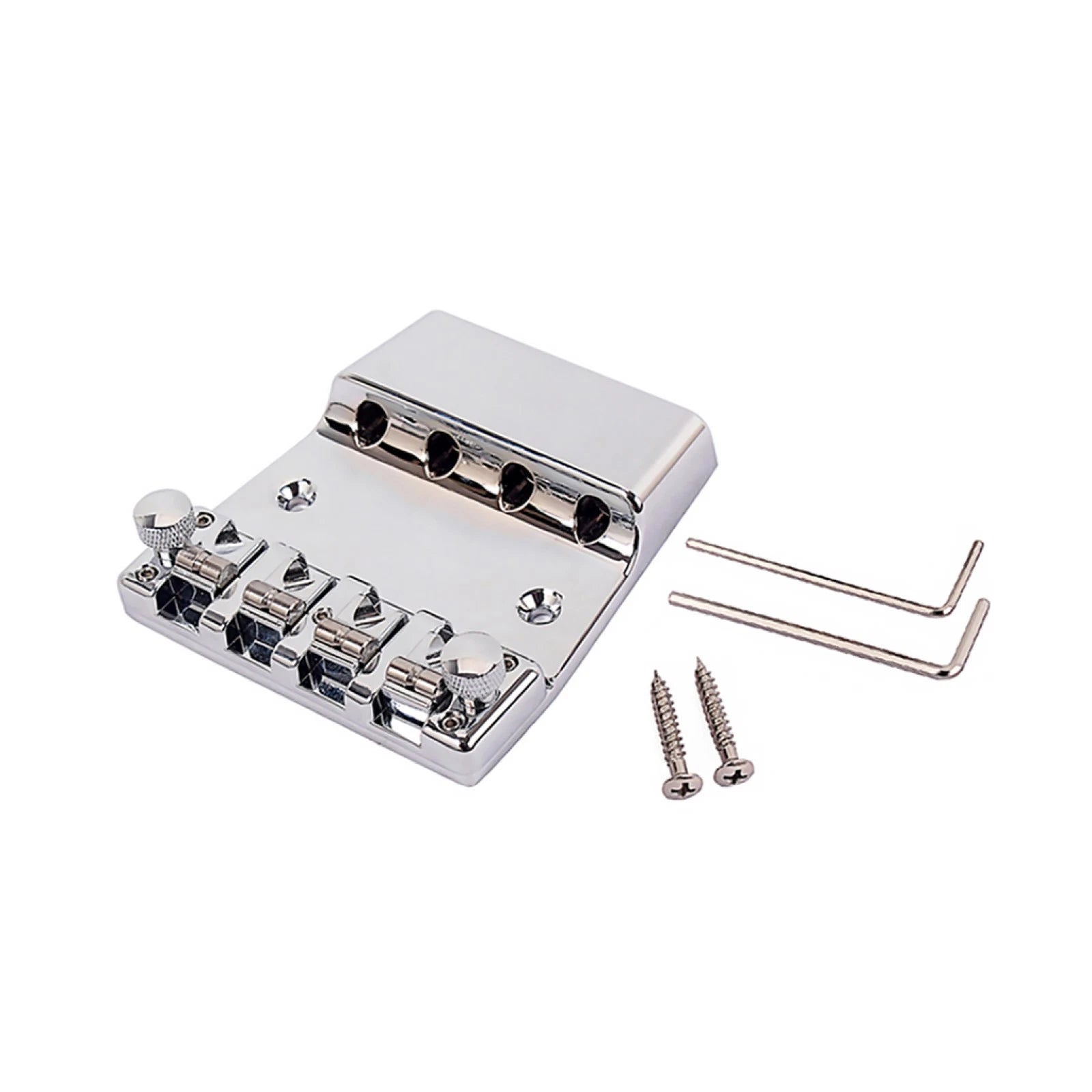 Replace Alloy Chrome Square Shape Bass Bridge For 4 String