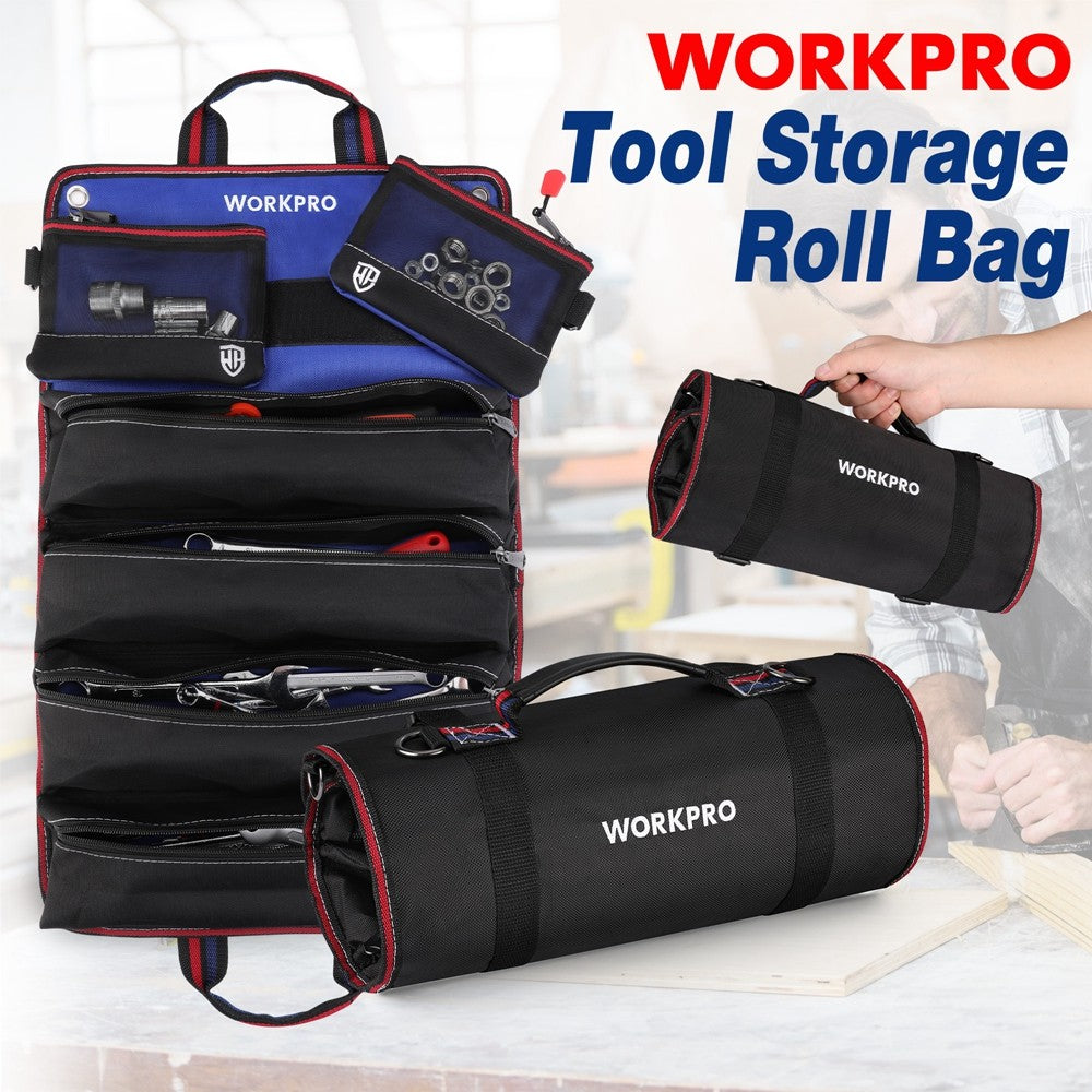 WORKPRO Roll Up Tool Bag with Detachable Tool Pouches