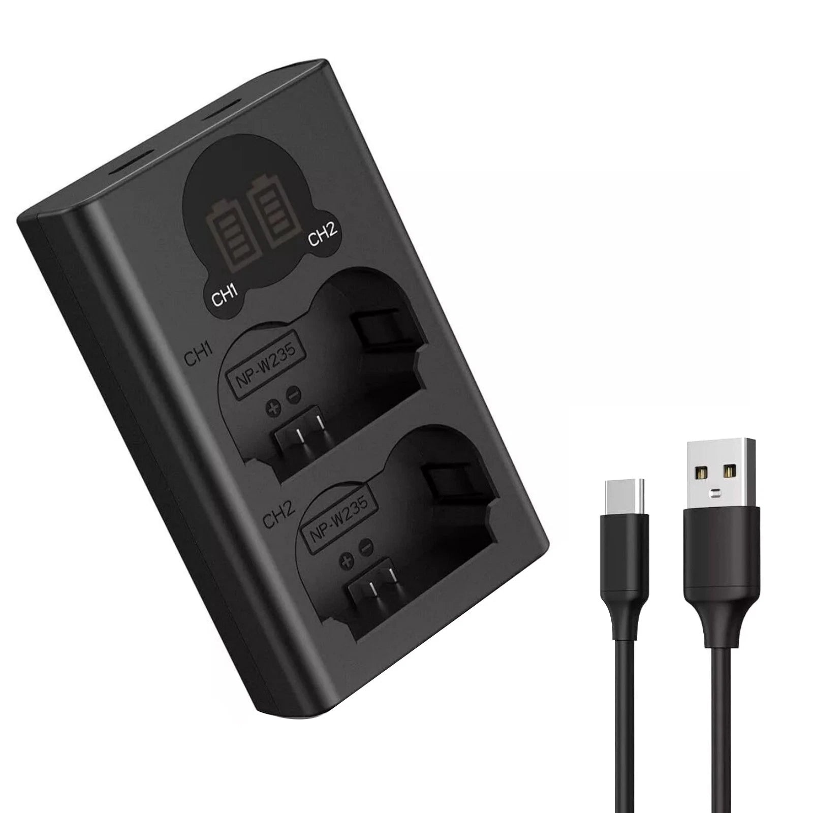 Convenient Np-w235 Battery Charger With Dual-slot Lcd Screen For