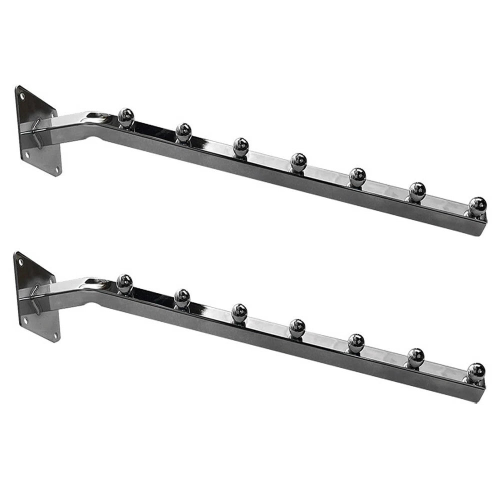 18" Long Chrome 7 Ball Wall Mount Waterfall Square Tube Faceout Hook