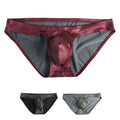 Men Comfortable Low Waist Briefs Faux Leather Underpants With Pouch
