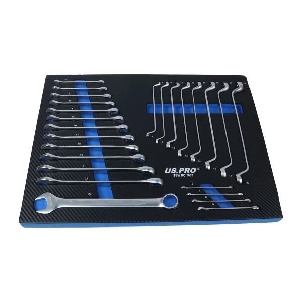 Us Pro Metric Combination & Double Offset Ring Spanner Set 6-24mm Eva