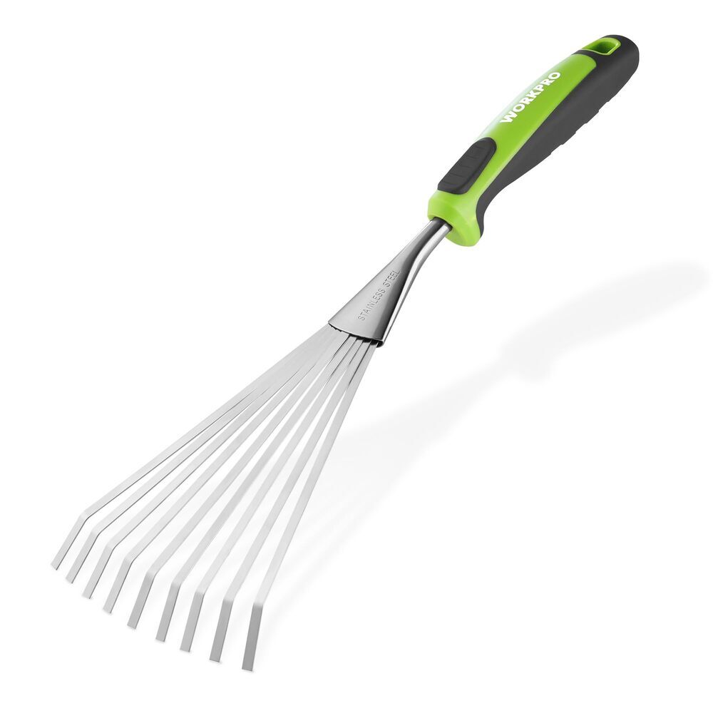 WORKPRO 16inch Stainless Steel Hand Rake Heavy Duty Garden Rake with
