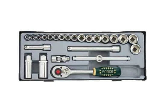 Force T3251-5 3/8" Dr. 6pt Socket &amp; Accessory 24pc Set 24T Ratchet Handle Wrench