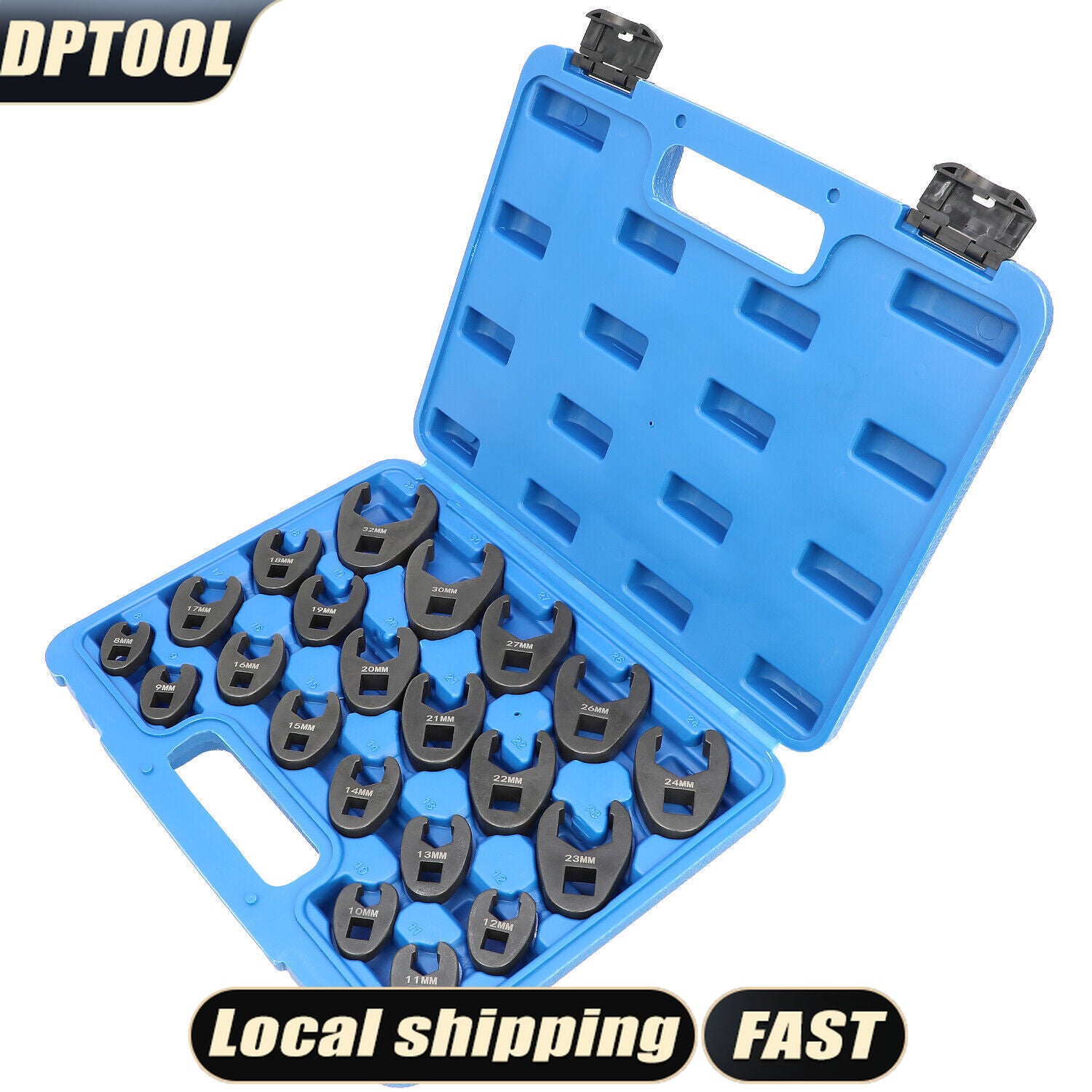 21PCS Heavy Duty Metric Flare Nut Crowfoot Wrench Set 3/8" 1/2" Drive