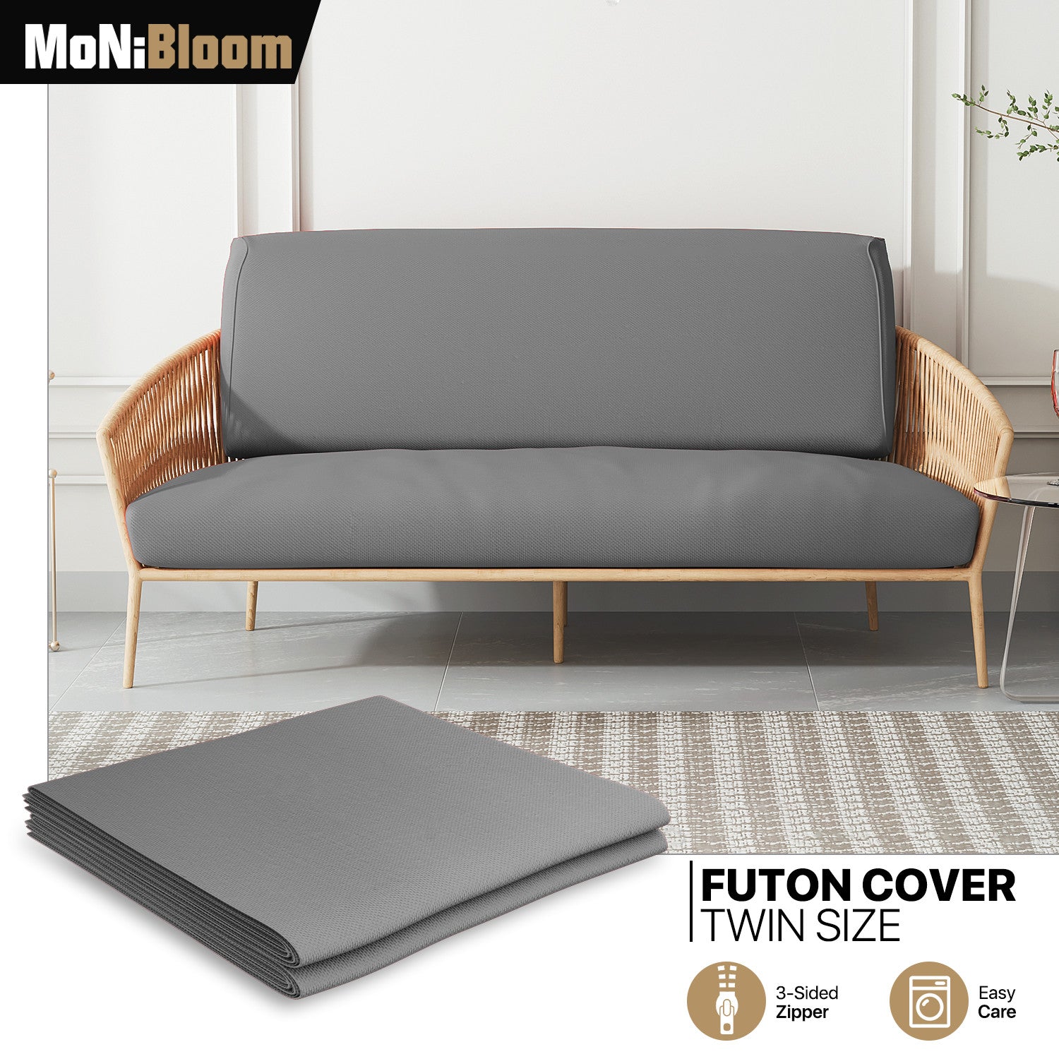 Dark Grey Twin Size Slipcovers Cushion Stretch Futon Co