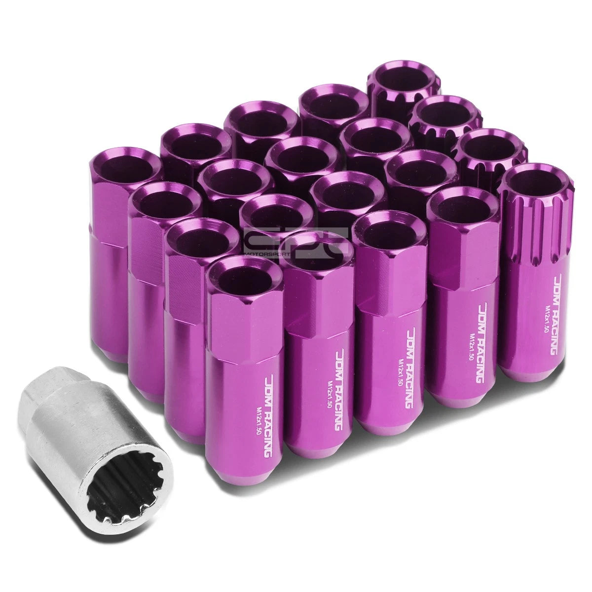 Aluminum Purple 16 Lug+4 Lock Nuts+adapter M12x1.5 20mm Od/60mm Tall