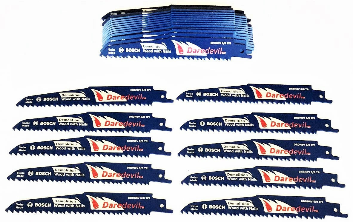 25 Bosch Daredevil 6" Demolition Reciprocating Saw Blades 5/8tpi Wood