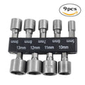 9pc Power Nut Driver Bit 1/4" Hex 5-13mm Socket Wrench Drive by Drill