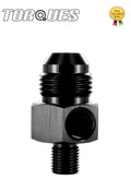 An -8 (an8) to M10x1.0 with 1/8" Npt Side Port Adapter Gauge in Black