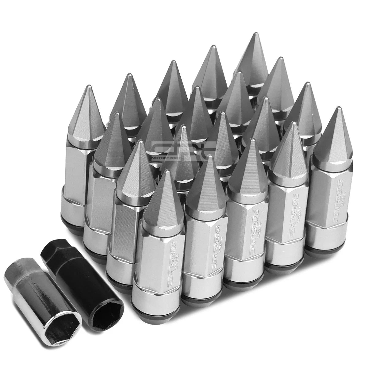 M12x1.5 83mm Tall 23mm Od Silver Aluminum Jdm Lug Nuts With Caps+2