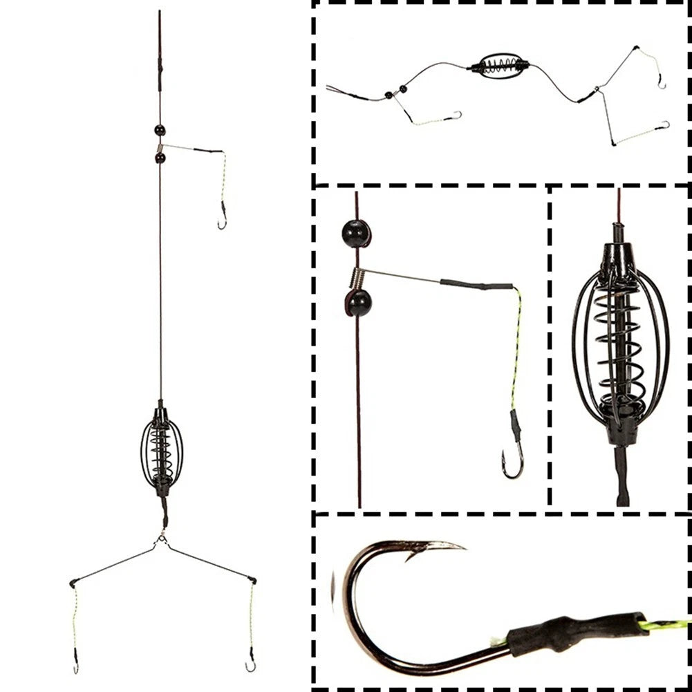 Carp Fishing Bait Cage Line Group Feeder Sinker String Hook
