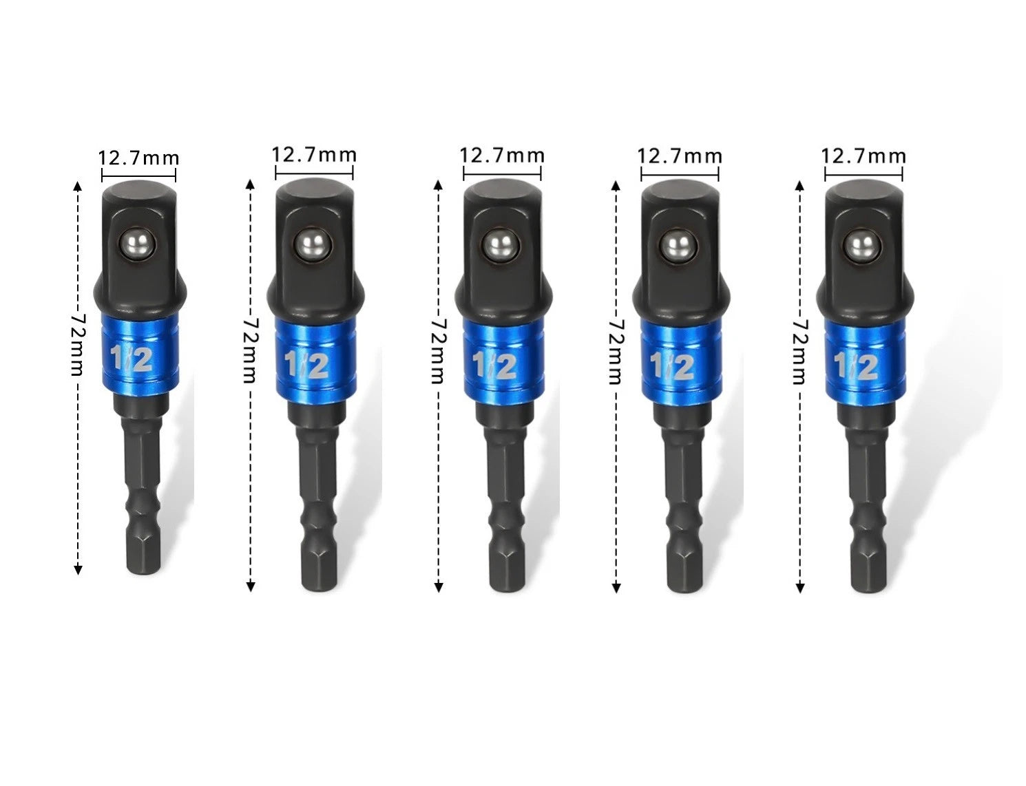 5pc 1/2" Dr. Power Drill Socket Adaptor Extension Bar Drill Bits Holder Adapter