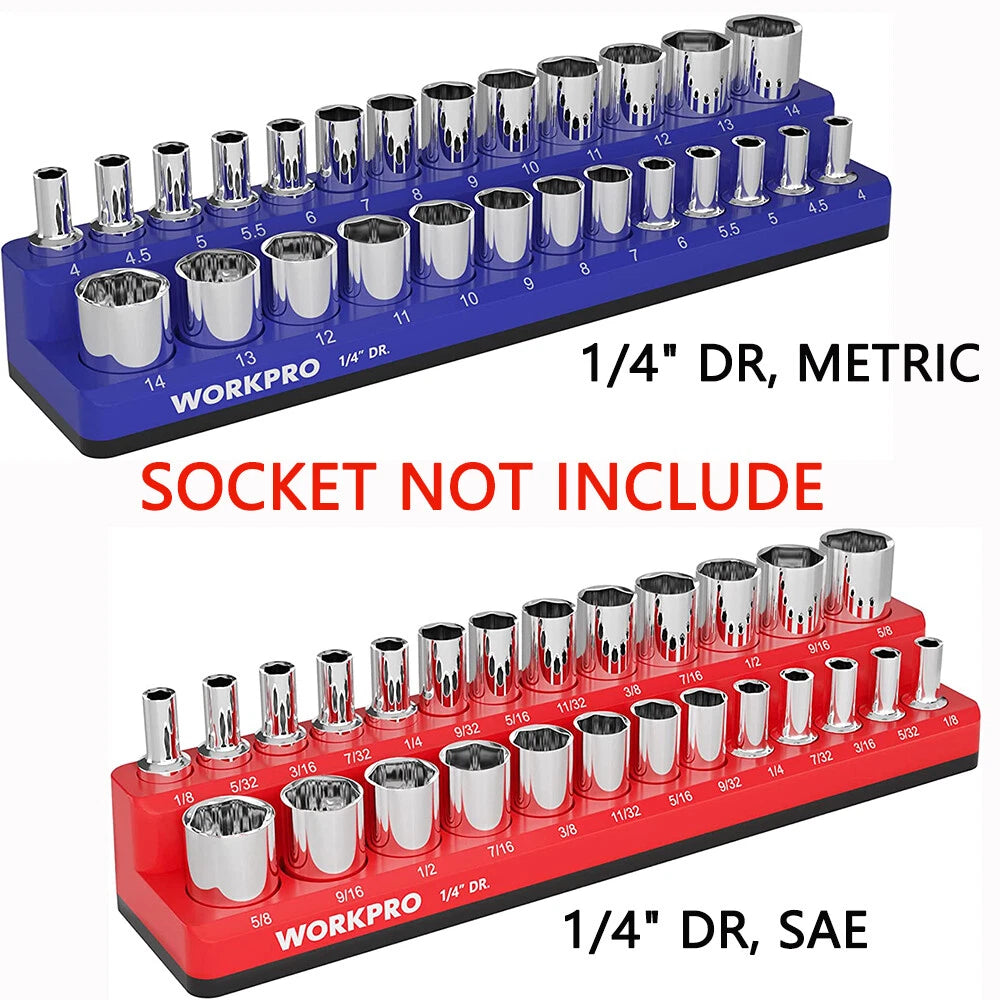 Workpro1/4 -Inch Sae/ Metric Magnetic Socket Organizer Socket Not