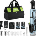 Cordless Electric Ratchet Wrench 3/8"12V 40Ft-lbs Power w/9P