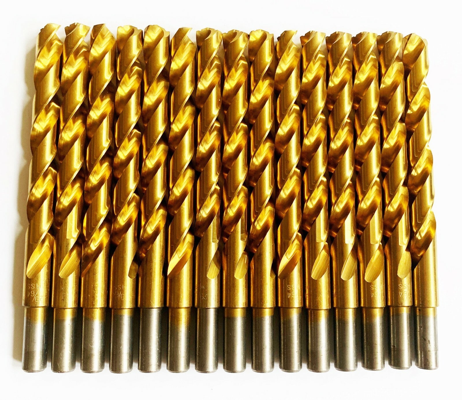 15 DISSTON TITANIUM 29/64" HIGH SPEED STEEL DRILL BITS SPLIT POINT METAL GOLDOpe