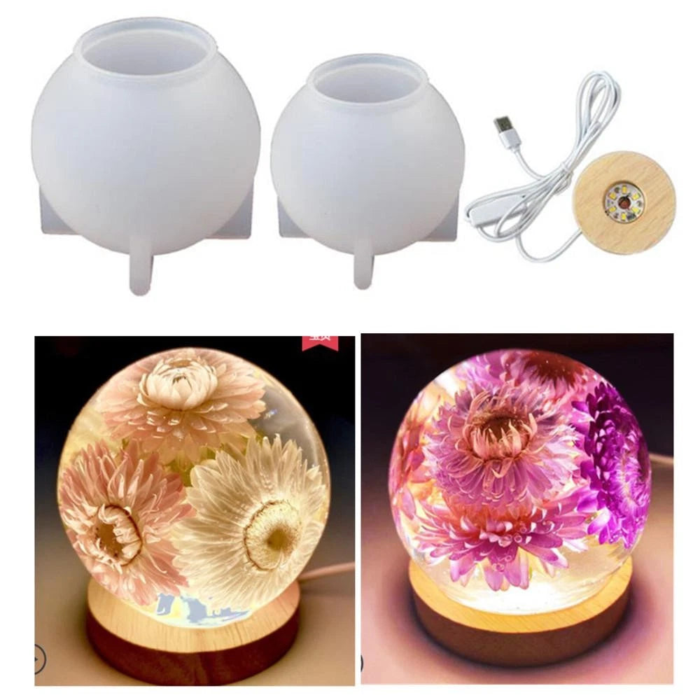 Night Light Resin Casting Mould Ball+ Led Lamp Holder Stand+real