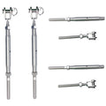 Stainless Steel Jaw And Swage Stud Turnbuckle For 3/16" Cable, 1/4"