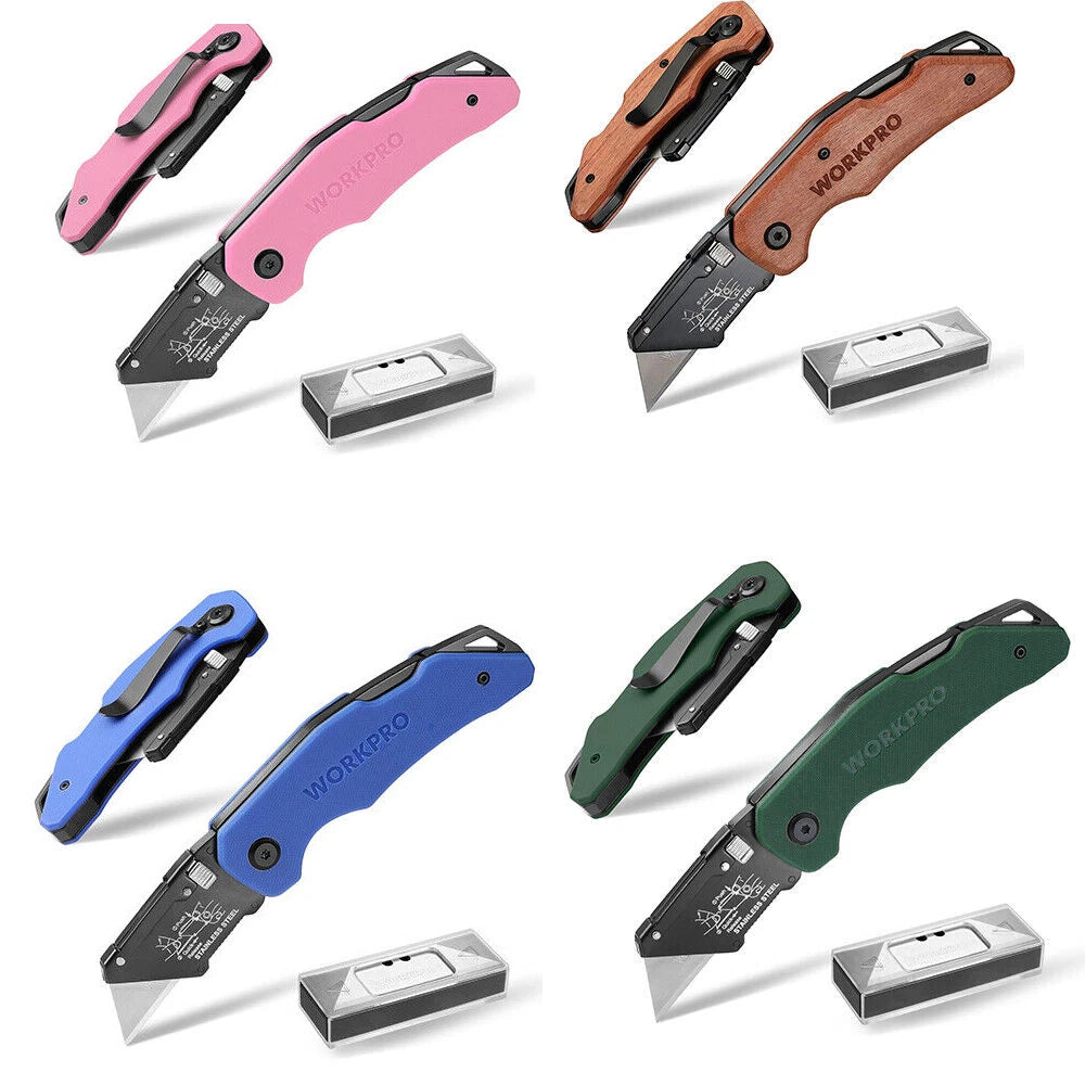Workpro Folding Utility Knife G10 Handle 10pack Blade W/stainless
