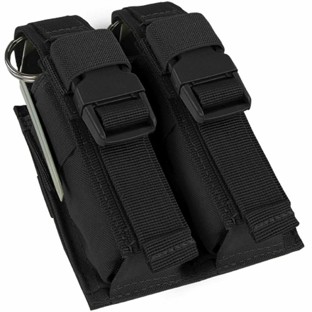 Black Magazine Mag Flap Buckle Molle Tactical Pals Double Flash Bang