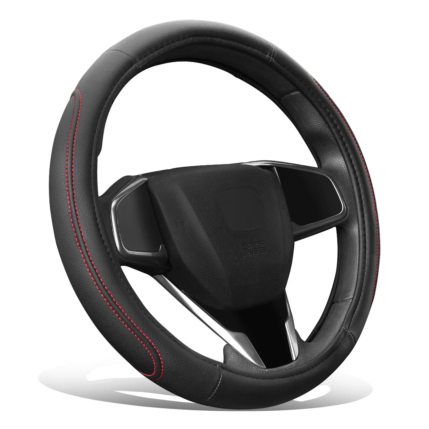 Matte Texture Grain Leather W/double Stitch Side Trim Steering Wheel