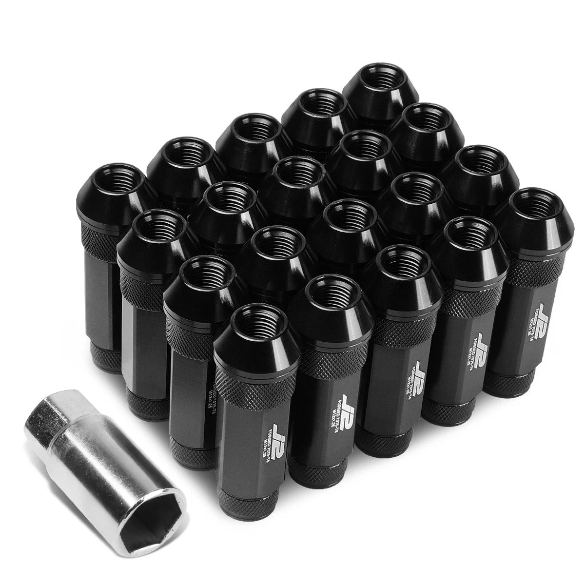 J2 7075 Forged Aluminum M12x1.25 7cm Open-end Lug Nut Set W/ Adapter