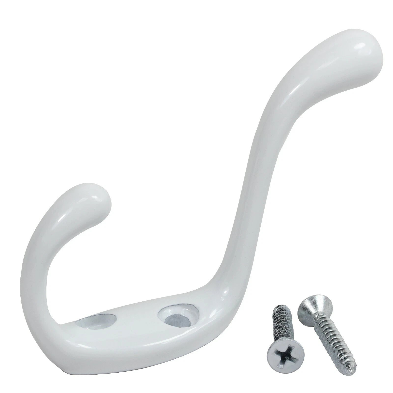 Rok Heavy Duty White Home Wall Closet Towel Coat Clothes Double Hook