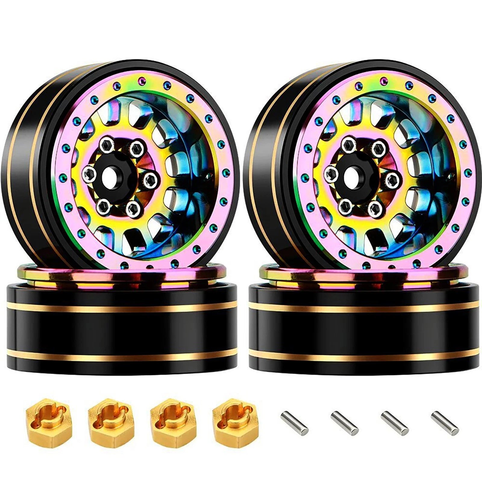 1.1" Brass Beadlock Wheel Hub Rims For Axial Scx24 1/24 Rc Crawler Car
