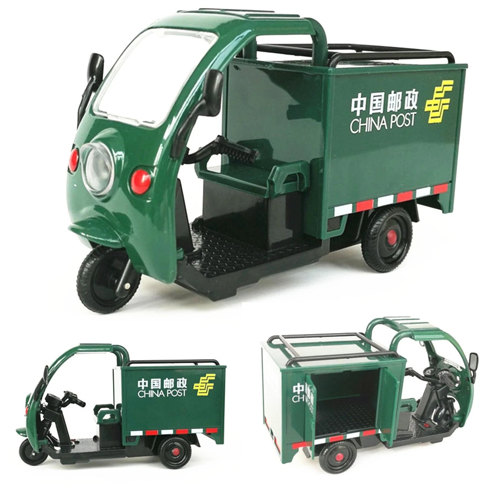 1/32 China Post Express Tricycle Alloy Pull Back Model Vehicle With