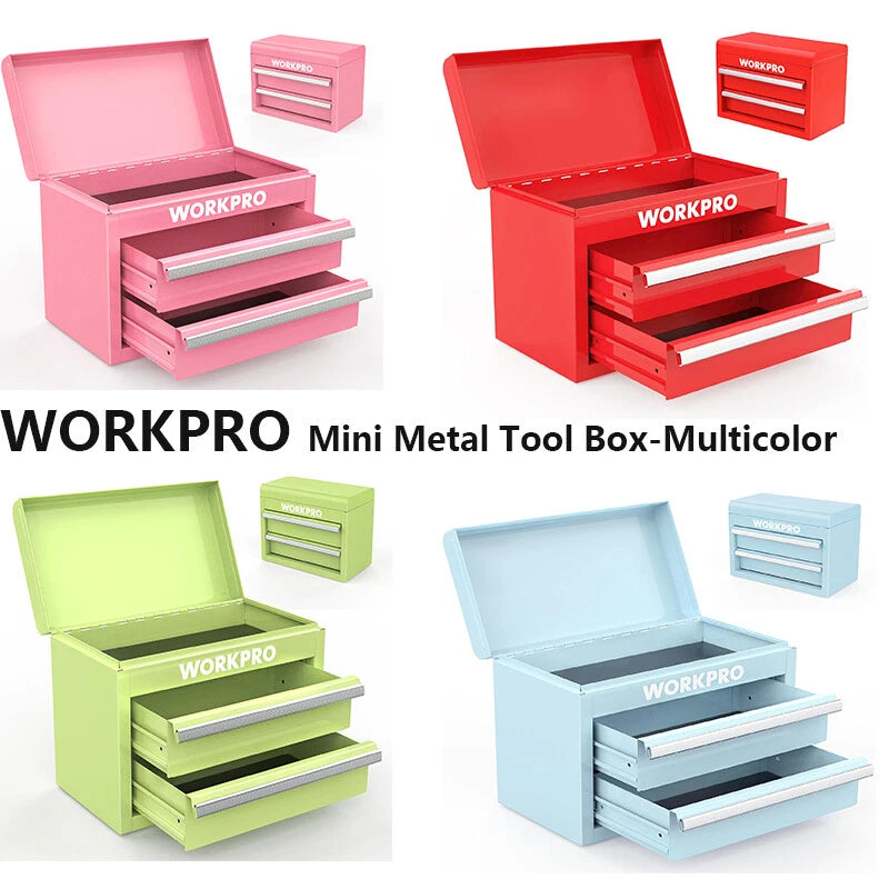 Workpro Mini Metal Tool Box Top Storage W/2 Drawers Magnetic Locking