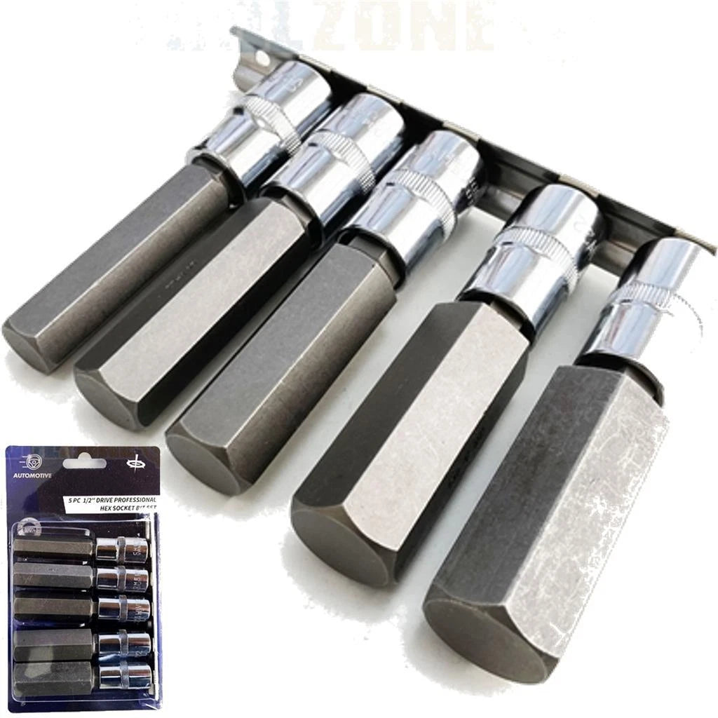 Toolzone Spline Hex Bit Socket Set 1/2" Drive Sockets 14mm - 24mm
