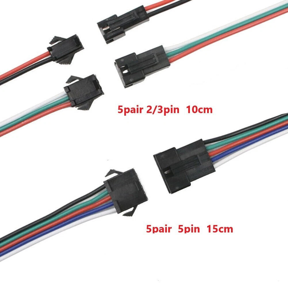 Wire Connector 2/3/5 Pin Male And Female Connector 22 Black Sm