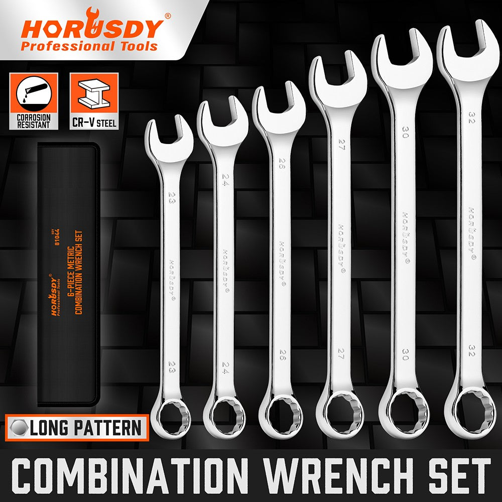 6PC Large Wrench Set with Rolling Pouch 23, 24, 26, 27, 30, 32MM 12