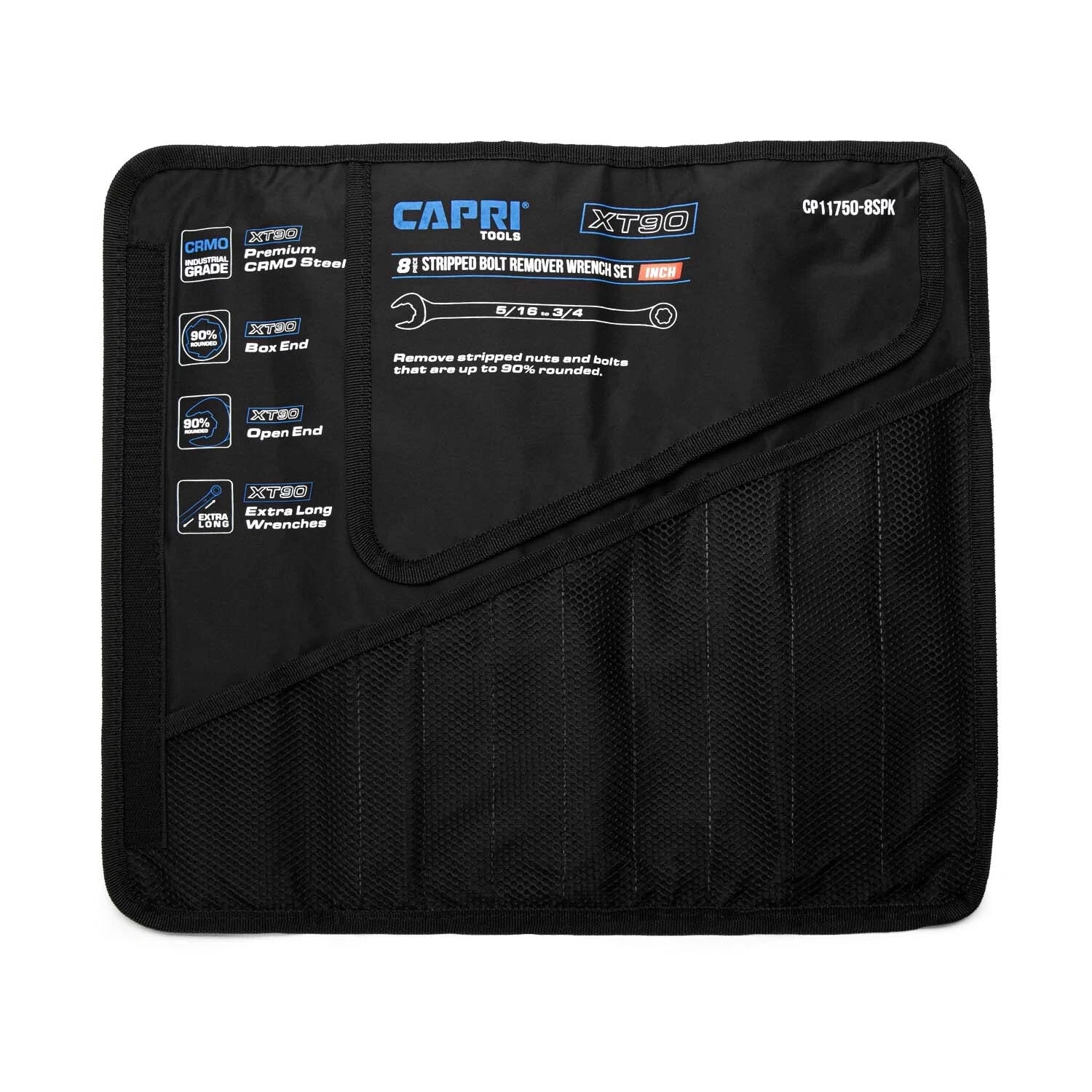 Capri Tools Wrench Roll Up Pouch For Extra-long Wrenches, Sae, 8
