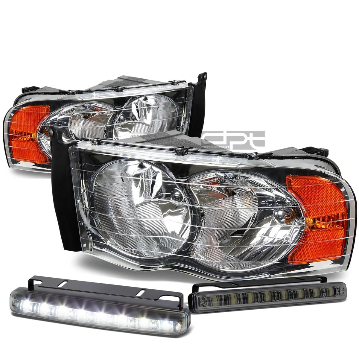 Chrome Housing Clear Lens Headlight+ambe<wbr/>r | Built Supply Co
