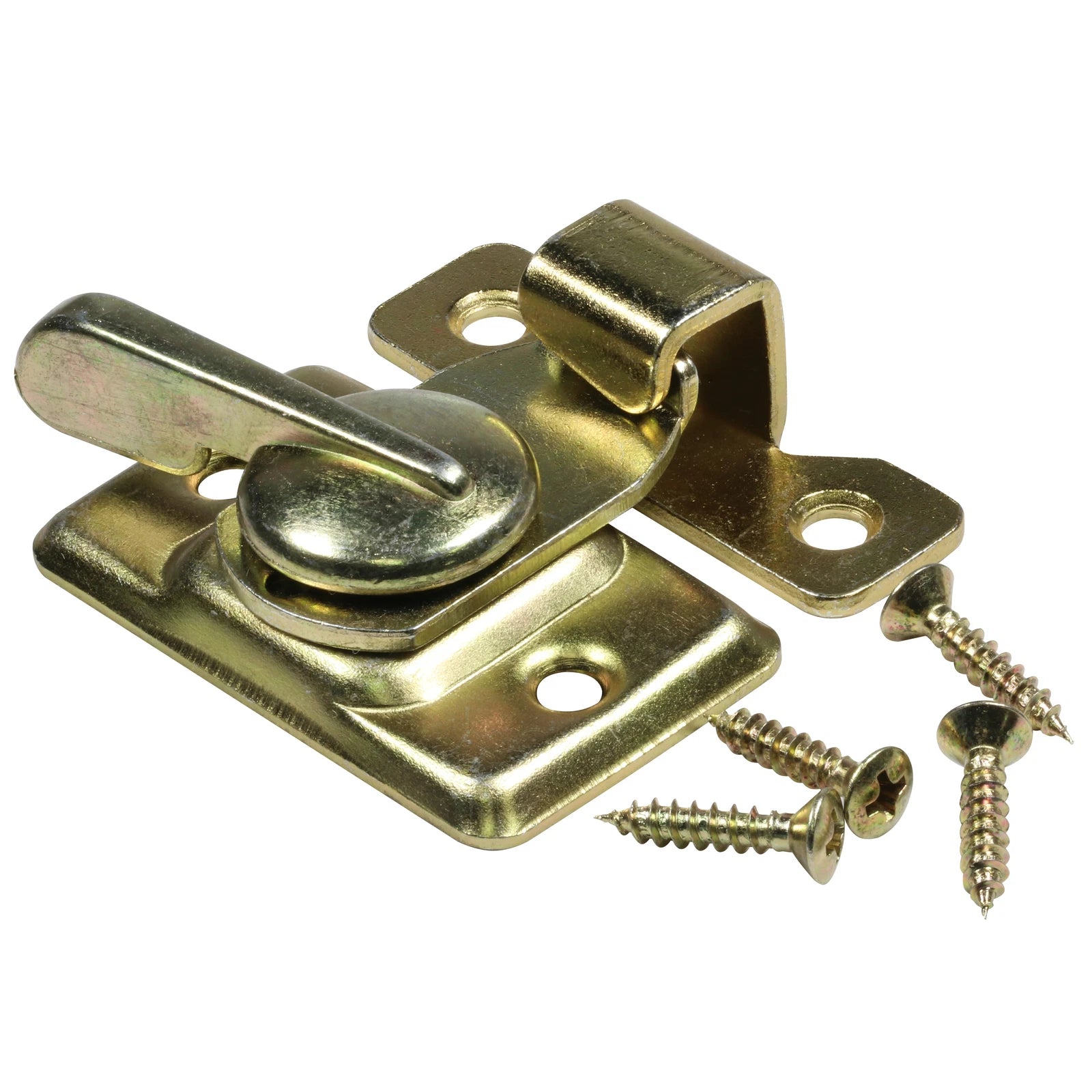 Cam-action Window Sash Lock Latch And Keeper, Brass Plated Steel