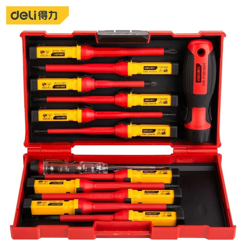 deli  Screw Driver  Bits Head + Electronics Screwdriver Tail Storage Tools