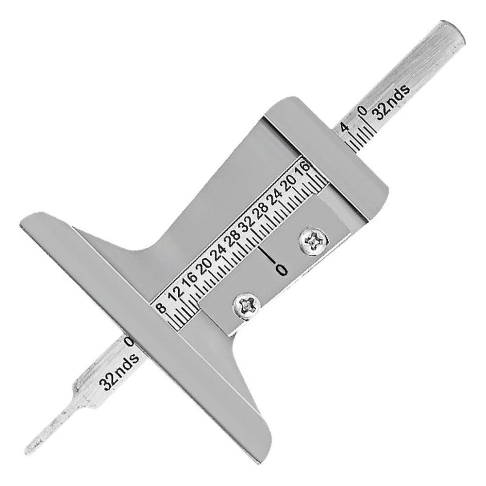 Car Tire Tread Depth Gauge Portable Dual Scale 0 25mm 0 32nds Metal