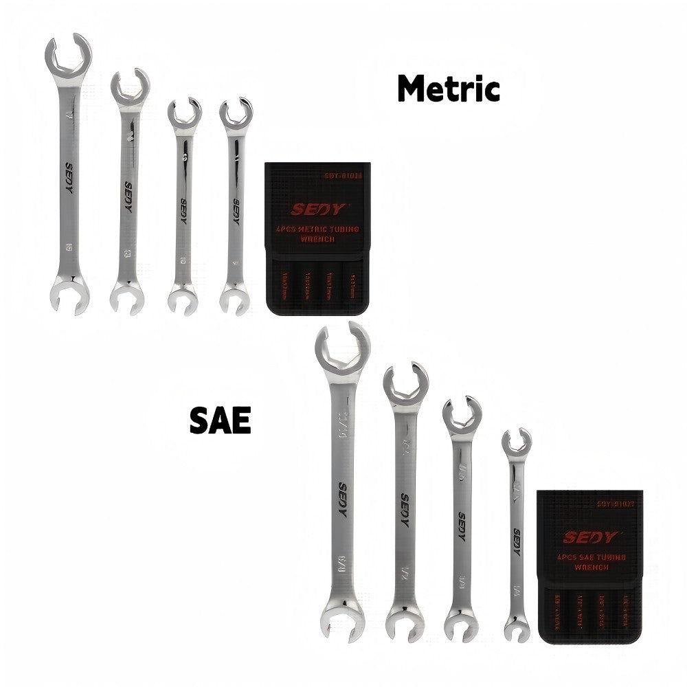 8Pcs Flare Nut Wrench Set Offset End Spanner Metric SAE Portable by Unbranded