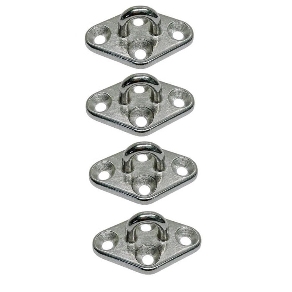 304 Stainless Steel 1/4" Diamond Pad Eye Plate For Sail Shades,